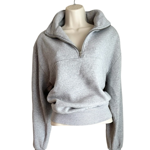 Brandy Melville Grey Quarter Zip Sweatshirt S M - Picture 2 of 12